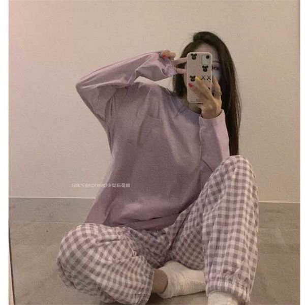 pajamas for girls sleep + plaid pants home clothe loungewear pijamas femme sleepwear korean style trouser suits 211106, Black;red
pajamas for girls sleep + plaid pants home clothe loungewear pijamas femme sleepwear korean style trouser suits 211106, Black;red