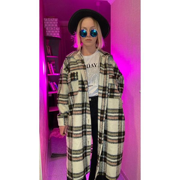 women's wool & blends vintage plaid long woolen coats women straight loose single breasted thick female oversize shirt coat streetwear, Black
women's wool & blends vintage plaid long woolen coats women straight loose single breasted thick female oversize shirt coat streetwear, Black