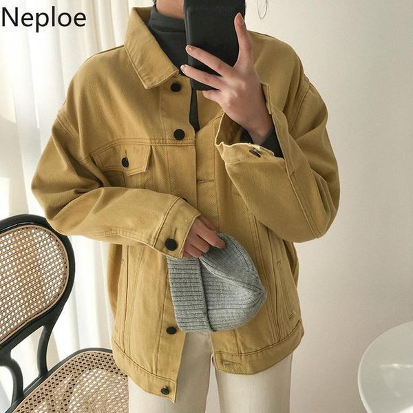 women's jackets neploe 2021 spring single-breasted pockets women denim casual loose female jeans ladies outwear 1a608, Black;brown
women's jackets neploe 2021 spring single-breasted pockets women denim casual loose female jeans ladies outwear 1a608, Black;brown