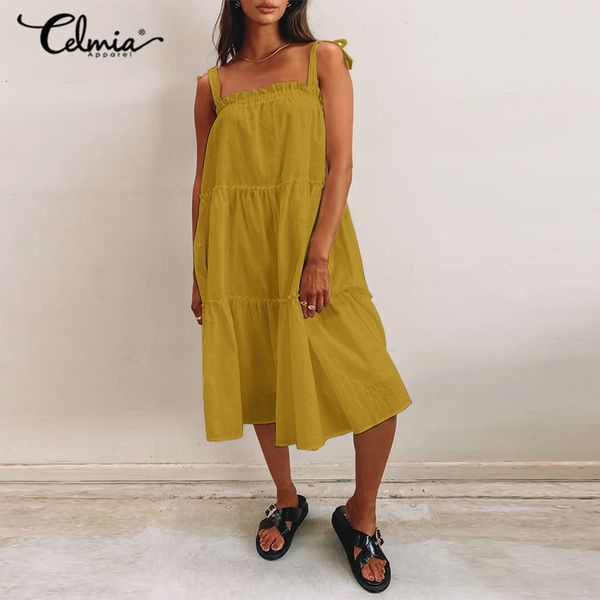 2021 new celmia spaghetti straps women backless a-line midi es casual pleated stitching solid sun loose vestidos 5xl rum1, Black;gray
2021 new celmia spaghetti straps women backless a-line midi es casual pleated stitching solid sun loose vestidos 5xl rum1, Black;gray