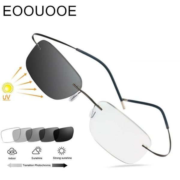 sunglasses titanium rimless eyeglasses men women pochromic aspheric lens finished myopia glasses, White;black
sunglasses titanium rimless eyeglasses men women pochromic aspheric lens finished myopia glasses, White;black
