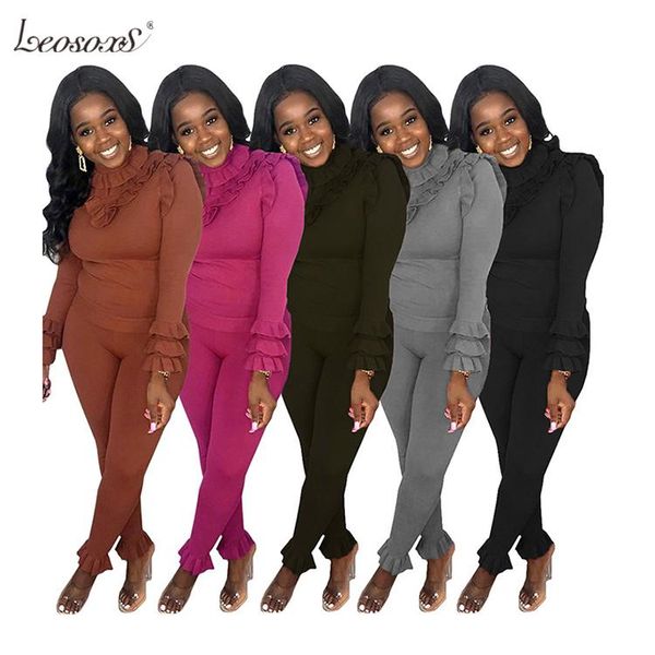 women's tracksuits stylish ruffle edge knitted casual solid 5 colors fashion 2021 woman two piece pants suit set, Gray
women's tracksuits stylish ruffle edge knitted casual solid 5 colors fashion 2021 woman two piece pants suit set, Gray