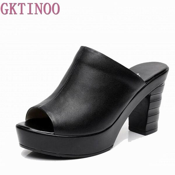 slippers summer thick heels shoes peep toe women's genuine leather wedges platform high heel flip flops, Black
slippers summer thick heels shoes peep toe women's genuine leather wedges platform high heel flip flops, Black