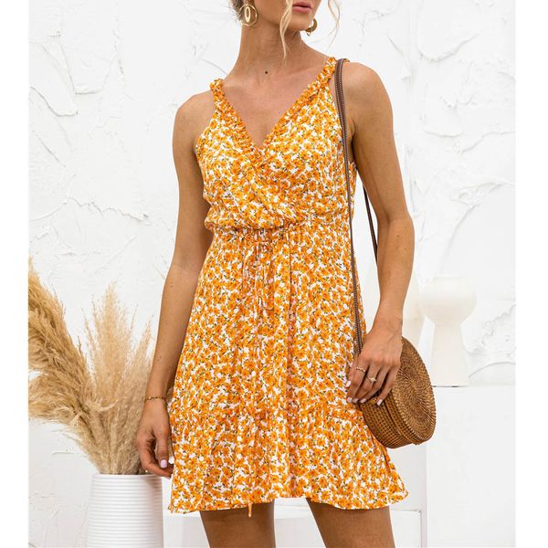 women summer mini dress ruffles spaghetti strap v neck drawstring floral print beach boho casual dresses holiday sleeveless 2021 x0521, Black;gray
women summer mini dress ruffles spaghetti strap v neck drawstring floral print beach boho casual dresses holiday sleeveless 2021 x0521, Black;gray