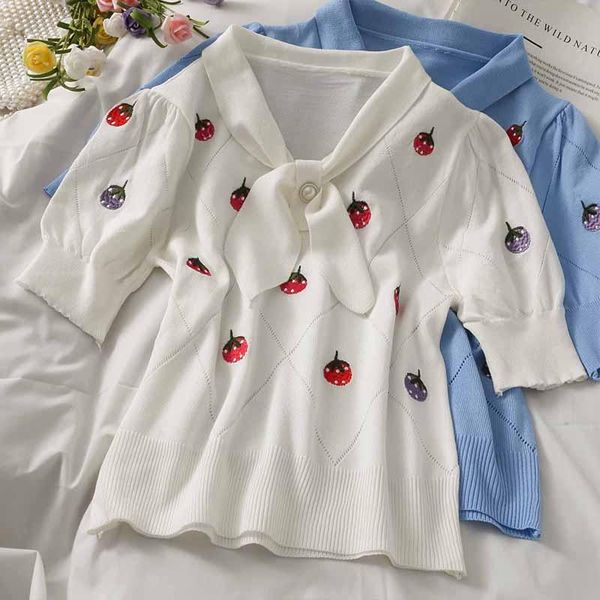 women's blouses & shirts women fashion slim bodycon strawberry short sleeve knitted blouse lady sweet casual outdoor girls elegant dail, White
women's blouses & shirts women fashion slim bodycon strawberry short sleeve knitted blouse lady sweet casual outdoor girls elegant dail, White
