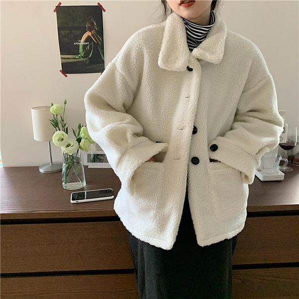 women's jackets winter 2021 lamb wool thickened long sleeve loose short cotton jacket design sense top, Black;brown
women's jackets winter 2021 lamb wool thickened long sleeve loose short cotton jacket design sense top, Black;brown