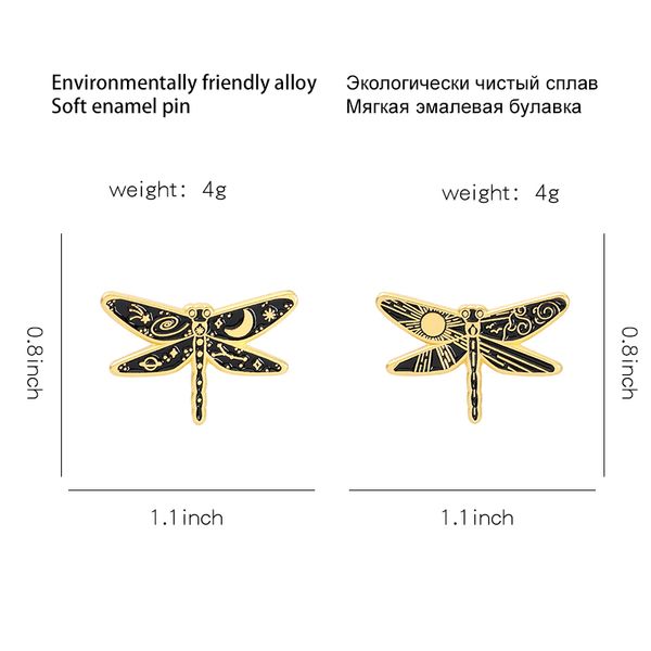 sun moon dragonfly enamel pins custom day and night insect brooches shirt lapel badge bag gothic punk jewelry gift for friendsdio chan conta, Gray 
sun moon dragonfly enamel pins custom day and night insect brooches shirt lapel badge bag gothic punk jewelry gift for friendsdio chan conta, Gray