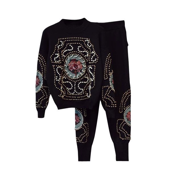 women's two piece pants amolapha women thicken handmade embroidery beading knitted sweaters +trousers 2 pieces clothing sets good quali, White
women's two piece pants amolapha women thicken handmade embroidery beading knitted sweaters +trousers 2 pieces clothing sets good quali, White