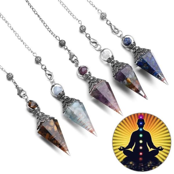 pendant necklaces reiki hexagonal pendulum dowsing divination gemstone chakra crystal neckalce, Silver
pendant necklaces reiki hexagonal pendulum dowsing divination gemstone chakra crystal neckalce, Silver
