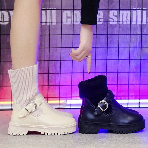 boots pu leather patchwork winter shoes drop elastic platform sock female brand designer women's chunky ankle, Black
boots pu leather patchwork winter shoes drop elastic platform sock female brand designer women's chunky ankle, Black