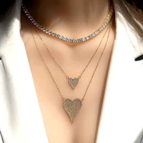 chains luxury heart stackable necklaces for women personality two pendant chokers necklace gold color cubic zirconia dainty jewelry cz, Silver
chains luxury heart stackable necklaces for women personality two pendant chokers necklace gold color cubic zirconia dainty jewelry cz, Silver