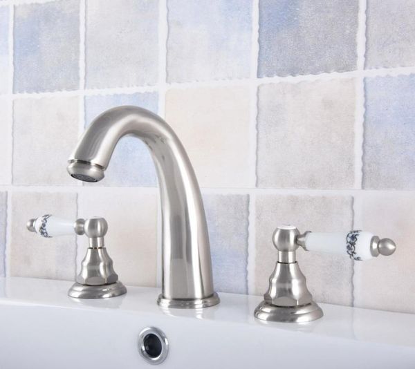 bathroom sink faucets brushed nickel brass 3 holes deck mounted dual ceramic levers handles vessel basin faucet mixer taps anf692
bathroom sink faucets brushed nickel brass 3 holes deck mounted dual ceramic levers handles vessel basin faucet mixer taps anf692