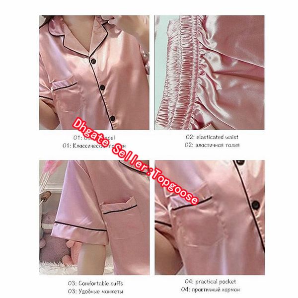 july's song 2020 new spring summer women faux silk pajamas set simple pure color leisure nightwear short sleeves sleepwear, Black;red
july's song 2020 new spring summer women faux silk pajamas set simple pure color leisure nightwear short sleeves sleepwear, Black;red