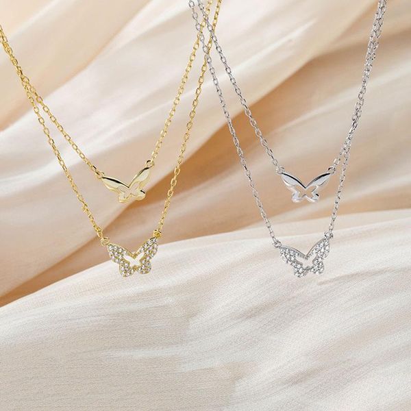 pendant necklaces silver plated women's butterfly necklace exquisite shining zircon double clavicle chain korean fashion jewelry
pendant necklaces silver plated women's butterfly necklace exquisite shining zircon double clavicle chain korean fashion jewelry