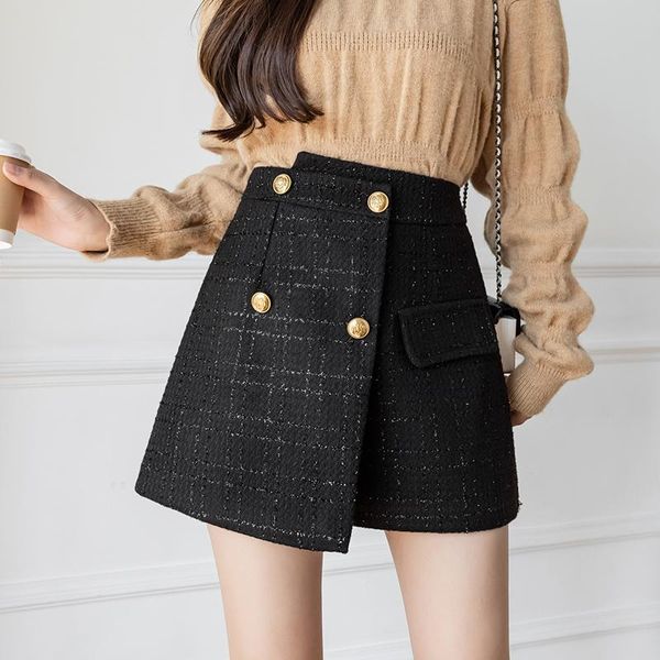 women's shorts fashion double-breasted high waist skirts womens autumn winter woolen female black ladies elegant culottes, White;black
women's shorts fashion double-breasted high waist skirts womens autumn winter woolen female black ladies elegant culottes, White;black