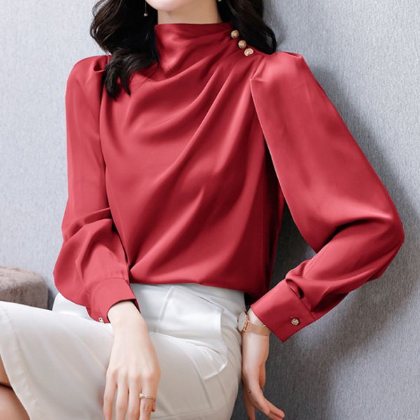 2021 new office lady elegant button draped half turtleneck shirts summer spring women fashion chiffon long sleeve casual loose blusa ujs, White
2021 new office lady elegant button draped half turtleneck shirts summer spring women fashion chiffon long sleeve casual loose blusa ujs, White