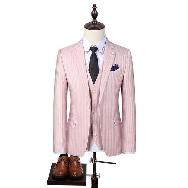 men's suits & blazers 3pcs narrow stripe men suit design 2021 yellow pink apricot slim moking homme mariage mens wedding ternos para ho, White;black
men's suits & blazers 3pcs narrow stripe men suit design 2021 yellow pink apricot slim moking homme mariage mens wedding ternos para ho, White;black