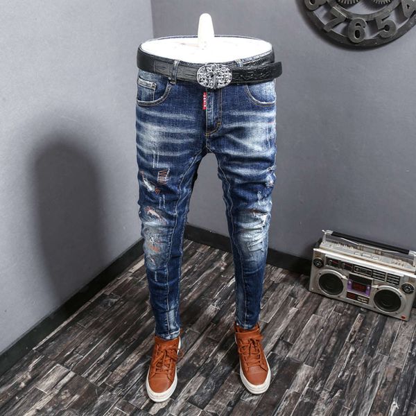 fashion brand men's slim little feet nostalgic holes stretch ink splashing jeans beggars pants, Blue
fashion brand men's slim little feet nostalgic holes stretch ink splashing jeans beggars pants, Blue