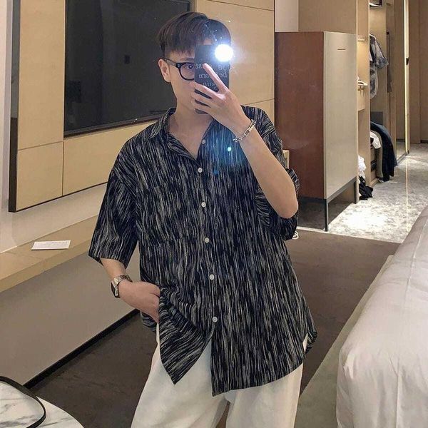 men's casual shirts flower shirt summer stripe printed short-sleeved male hong kong-style trend loose wild drape oversize, White;black
men's casual shirts flower shirt summer stripe printed short-sleeved male hong kong-style trend loose wild drape oversize, White;black