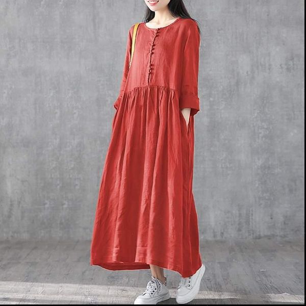 2021 zanzea womens casual sundress fashion linen shirt dress spring long sleeve midi vestidos female o neck robe plus size 5xl, Black;gray
2021 zanzea womens casual sundress fashion linen shirt dress spring long sleeve midi vestidos female o neck robe plus size 5xl, Black;gray