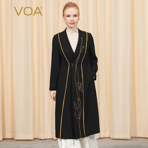 women's trench coats voa60 mimi heavy silk frosted black buckle v long sleeve gold yellow edge bright line decoration fe35, Tan;black
women's trench coats voa60 mimi heavy silk frosted black buckle v long sleeve gold yellow edge bright line decoration fe35, Tan;black