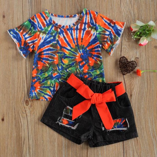 clothing sets 3 pcs infant casual outfits summer 2021, baby short sleeve round neck tie-dye t-shirt + slant pocket ripped pants belt, White
clothing sets 3 pcs infant casual outfits summer 2021, baby short sleeve round neck tie-dye t-shirt + slant pocket ripped pants belt, White