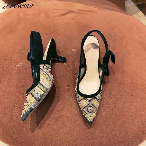 sandals porowow women elegant pointed toe summer shoes woman pumps brand embroidery sandalias mujer high heels, Black
sandals porowow women elegant pointed toe summer shoes woman pumps brand embroidery sandalias mujer high heels, Black