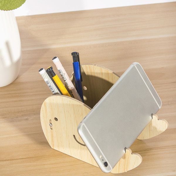 1pc elephant whales pencil desk organizer wood potlood stock container deskmobile phone holder