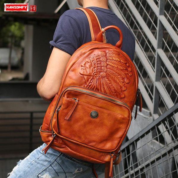 backpack handmade retro genuine leather men large capacity travel backpacks tide male lapbags big schoolbags original 
backpack handmade retro genuine leather men large capacity travel backpacks tide male lapbags big schoolbags original