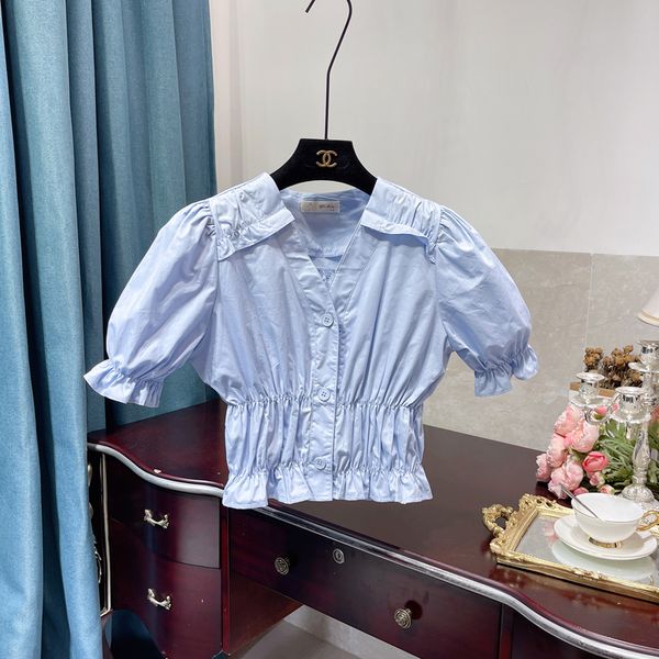 korean style elegant v-neck blouse ruffle waist-tight shirt womens puff sleeve slim fit blusas short high waist folds blouse, White
korean style elegant v-neck blouse ruffle waist-tight shirt womens puff sleeve slim fit blusas short high waist folds blouse, White
