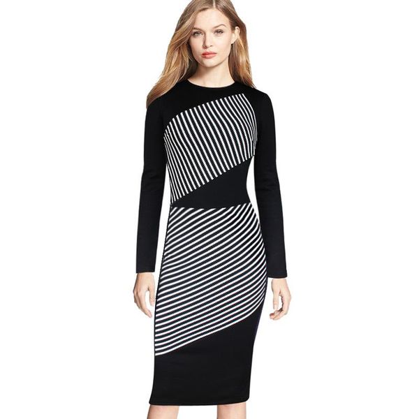 casual dresses plus size s-5xl 2021 european brand women black&white knee-length o neck long sleeved pencil dress female sj0081, Black;gray
casual dresses plus size s-5xl 2021 european brand women black&white knee-length o neck long sleeved pencil dress female sj0081, Black;gray