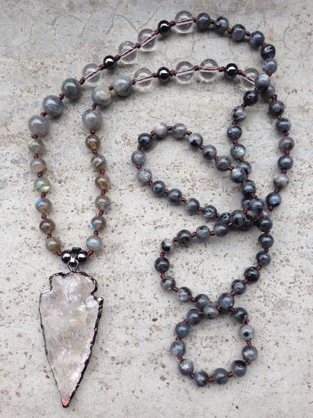 pendant necklaces ya2496 stone clear quartz arrow labradorite beads knot handmade 80cm long, Silver
pendant necklaces ya2496 stone clear quartz arrow labradorite beads knot handmade 80cm long, Silver