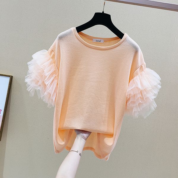 2021 new sweet mesh patchwork loose solid fashion short-sleeved o neck woman tshirts 2usb, White
2021 new sweet mesh patchwork loose solid fashion short-sleeved o neck woman tshirts 2usb, White