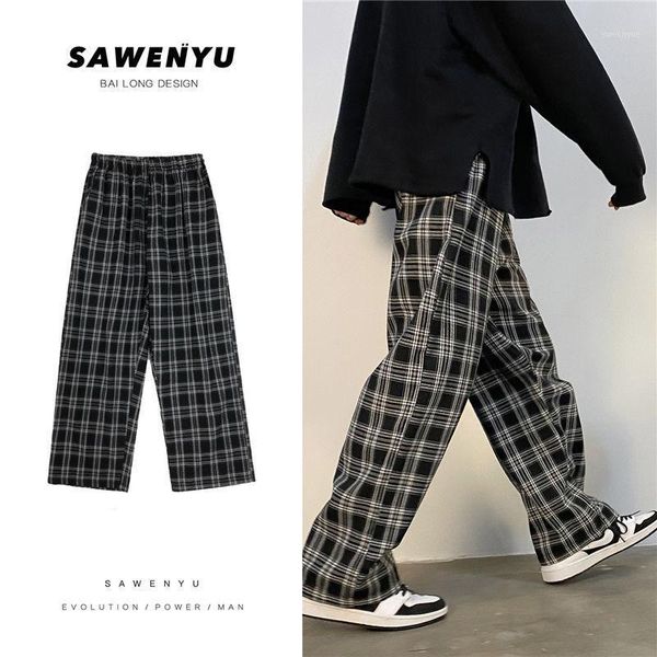 men's trousers 2021 autumn winter slim solid color plaided print haren loose casual personality youth wear pants, Black
men's trousers 2021 autumn winter slim solid color plaided print haren loose casual personality youth wear pants, Black