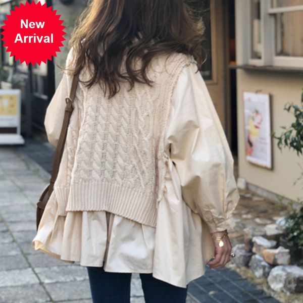 autumn vest stitching shirt fake two-piece temperament korean women 2021 new loose casual pullover lady round neck fashion, White;black
autumn vest stitching shirt fake two-piece temperament korean women 2021 new loose casual pullover lady round neck fashion, White;black