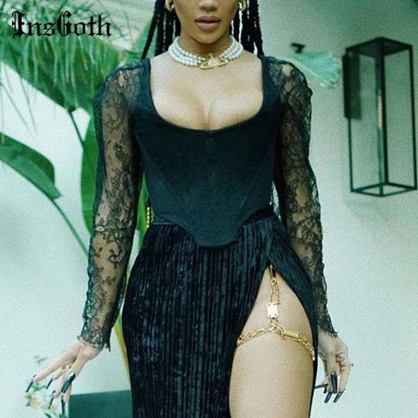 insgoth mall goth black t-shirts vintage aesthetic bodycon corset women velvet lace see through long sleeve t shirt, White
insgoth mall goth black t-shirts vintage aesthetic bodycon corset women velvet lace see through long sleeve t shirt, White