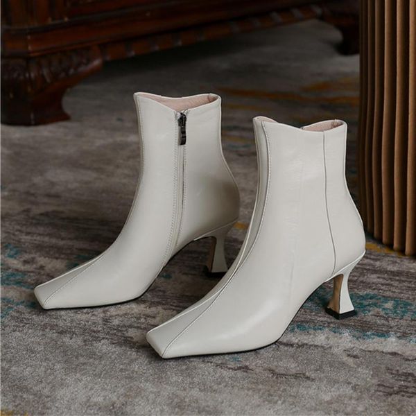 boots winter genuine leather ankle office lady zip women shoes zapatos de mujer spike heels square toe modern, Black
boots winter genuine leather ankle office lady zip women shoes zapatos de mujer spike heels square toe modern, Black
