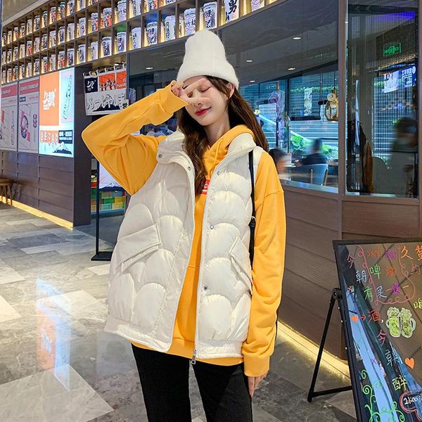 women's vests autumn and winter bright face down cotton vest short korean large loose versatile stand collar waistcoat, Black;white
women's vests autumn and winter bright face down cotton vest short korean large loose versatile stand collar waistcoat, Black;white