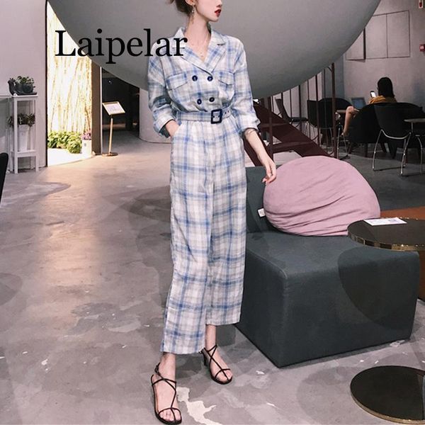 women's jumpsuits & rompers laipelar women blue double breasted notched collar plaid jumpsuit full length work office lady, Black;white
women's jumpsuits & rompers laipelar women blue double breasted notched collar plaid jumpsuit full length work office lady, Black;white