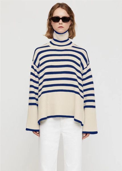 women's knits & tees designers contrast striped wool/cotton cardigan/turneck pullover classic cozy chic colorblock drop-shoulder knit s, White
women's knits & tees designers contrast striped wool/cotton cardigan/turneck pullover classic cozy chic colorblock drop-shoulder knit s, White