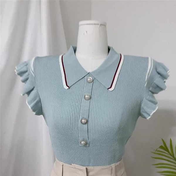 korean fashion elegant summer ruffle sleeve knitted t shirt femme women t shirt poleras mujer de moda 2021, White
korean fashion elegant summer ruffle sleeve knitted t shirt femme women t shirt poleras mujer de moda 2021, White