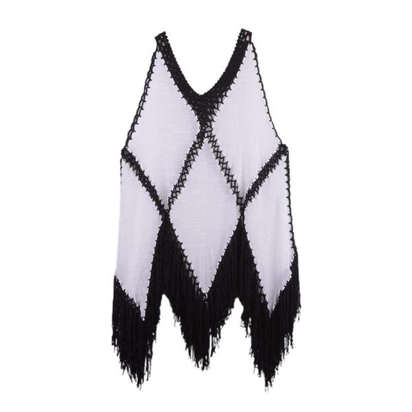 women's swimwear women sleeveless bikini cover up v neck irregular tassel swimsuit loose beach, White;black
women's swimwear women sleeveless bikini cover up v neck irregular tassel swimsuit loose beach, White;black