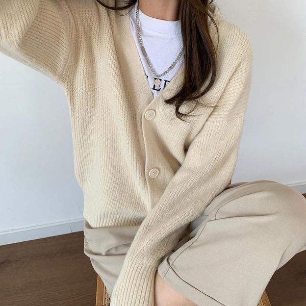 women's knits & tees autumn and winter 2021 korean soft warm sweater coat female students gentle wind single-breasted loose v-neck knit, White
women's knits & tees autumn and winter 2021 korean soft warm sweater coat female students gentle wind single-breasted loose v-neck knit, White