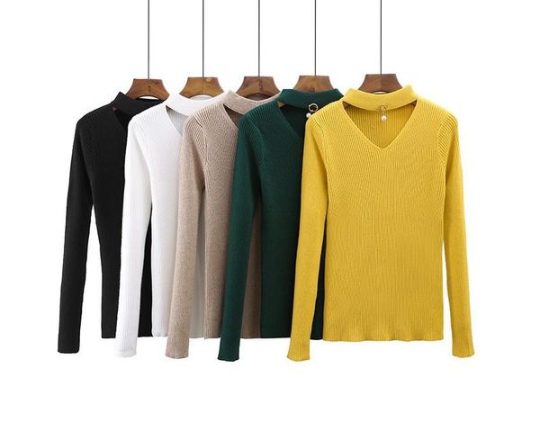women's sweaters 2021 v-neck autumn winter pullover and sweater women knitted long sleeves thick warm femme jumper, White;black
women's sweaters 2021 v-neck autumn winter pullover and sweater women knitted long sleeves thick warm femme jumper, White;black