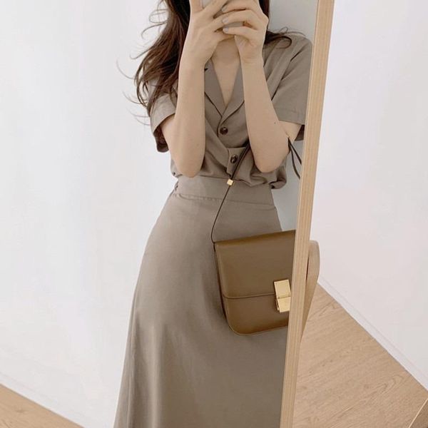 skirts office lady commute skirt two piece women set short sleeve single breasted turn down collar and high waist a-line suit, Black
skirts office lady commute skirt two piece women set short sleeve single breasted turn down collar and high waist a-line suit, Black