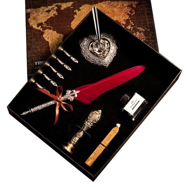vintage quill feather dip pen fountain writing ink 5 nibs heart holder gift box pens
vintage quill feather dip pen fountain writing ink 5 nibs heart holder gift box pens