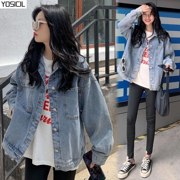 women's jackets yosicil2021 autumn and winter fashion worn out single-breasted classic washed long-sleeved denim jacket women, Black;brown
women's jackets yosicil2021 autumn and winter fashion worn out single-breasted classic washed long-sleeved denim jacket women, Black;brown