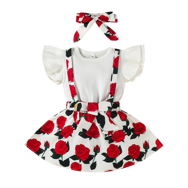 summer baby girls three piece set fashion floral short sleeve jumpsuit solid color suspender skirt suit, White
summer baby girls three piece set fashion floral short sleeve jumpsuit solid color suspender skirt suit, White