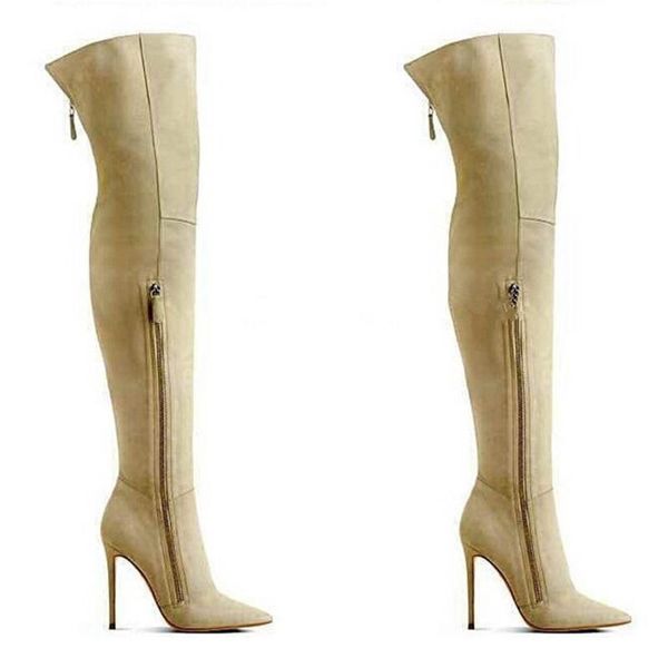 boots women winter pointed toe zipper design over knee high heel slim thigh long real pictures, Black
boots women winter pointed toe zipper design over knee high heel slim thigh long real pictures, Black
