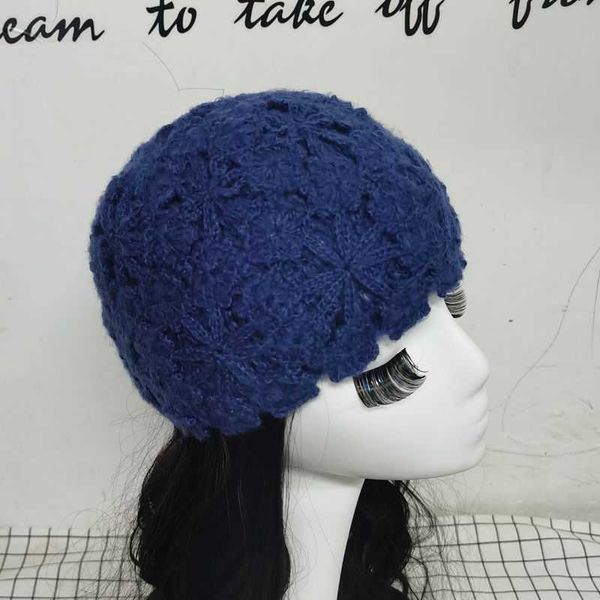 hat female autumn and winter hollow flower beret knitted wool hat fashionable elegant baotou melon, Blue;gray
hat female autumn and winter hollow flower beret knitted wool hat fashionable elegant baotou melon, Blue;gray